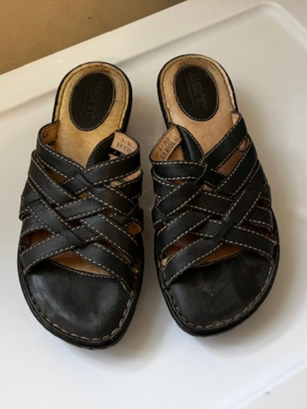 Born Navy Blue Leather Sandals